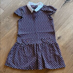 Janie & Jack Girls Navy Sailboat Print Dress with White Collar